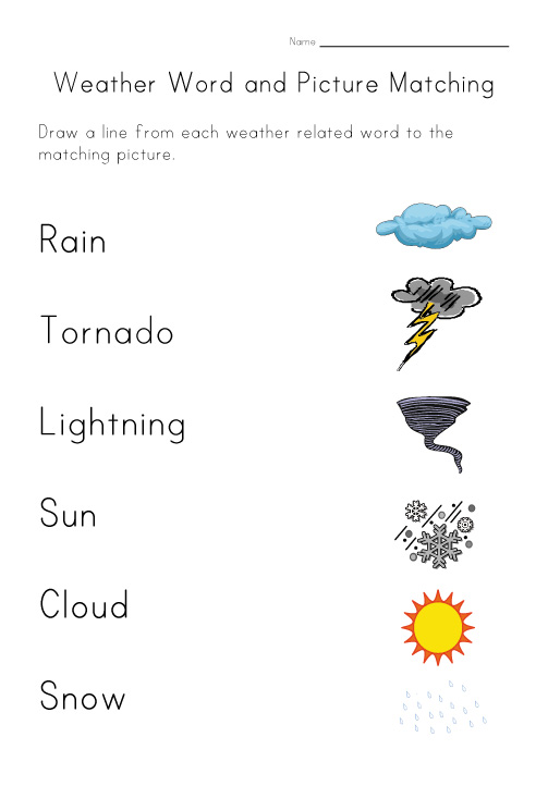 7 Best Images of Matching Words Preschool Printables Weather - Weather