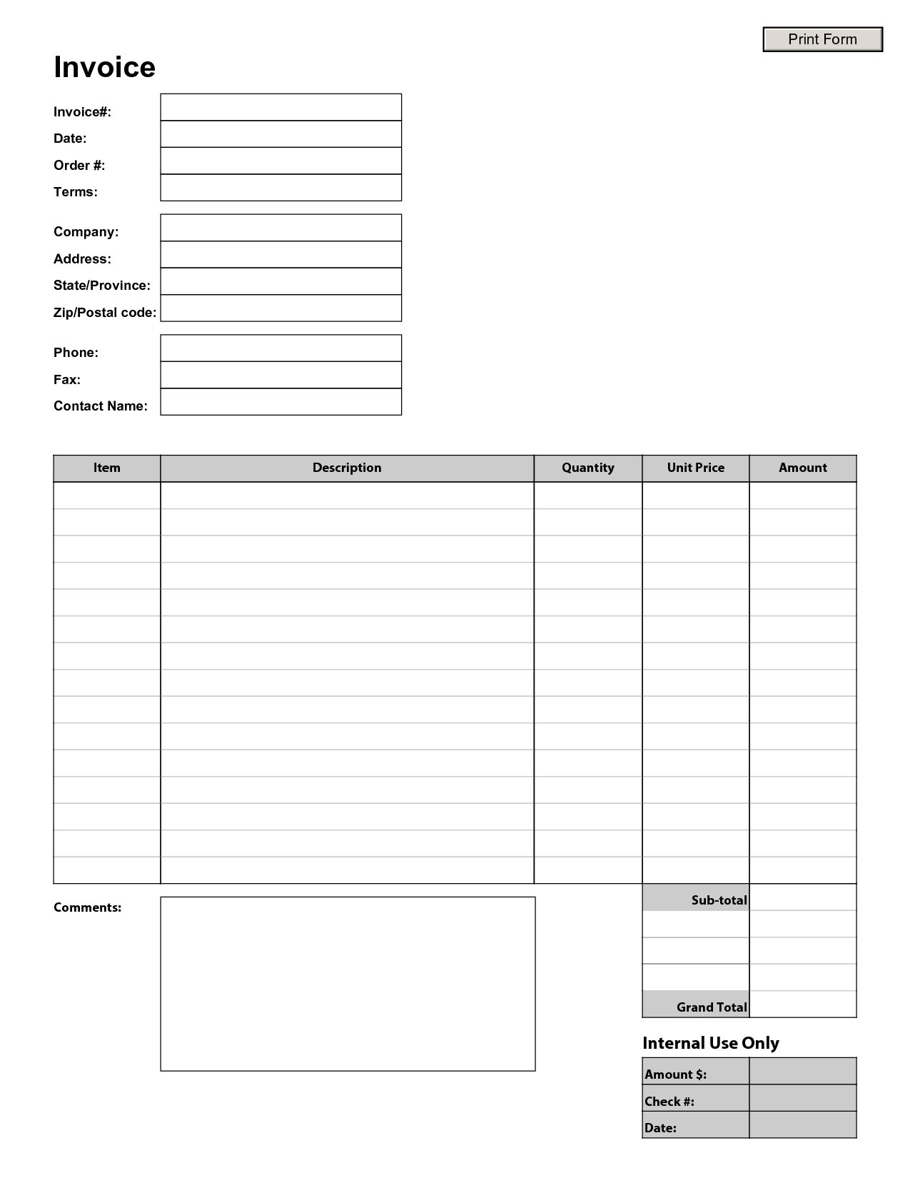 Free Printable Template For Invoice