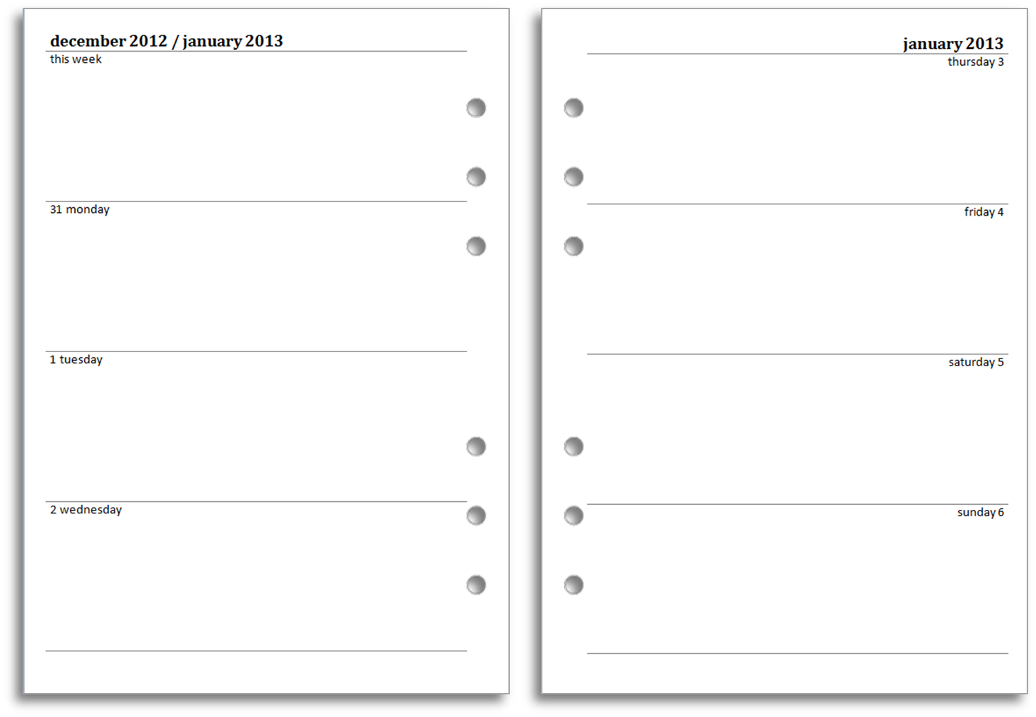 Free Printable Filofax Templates 2022