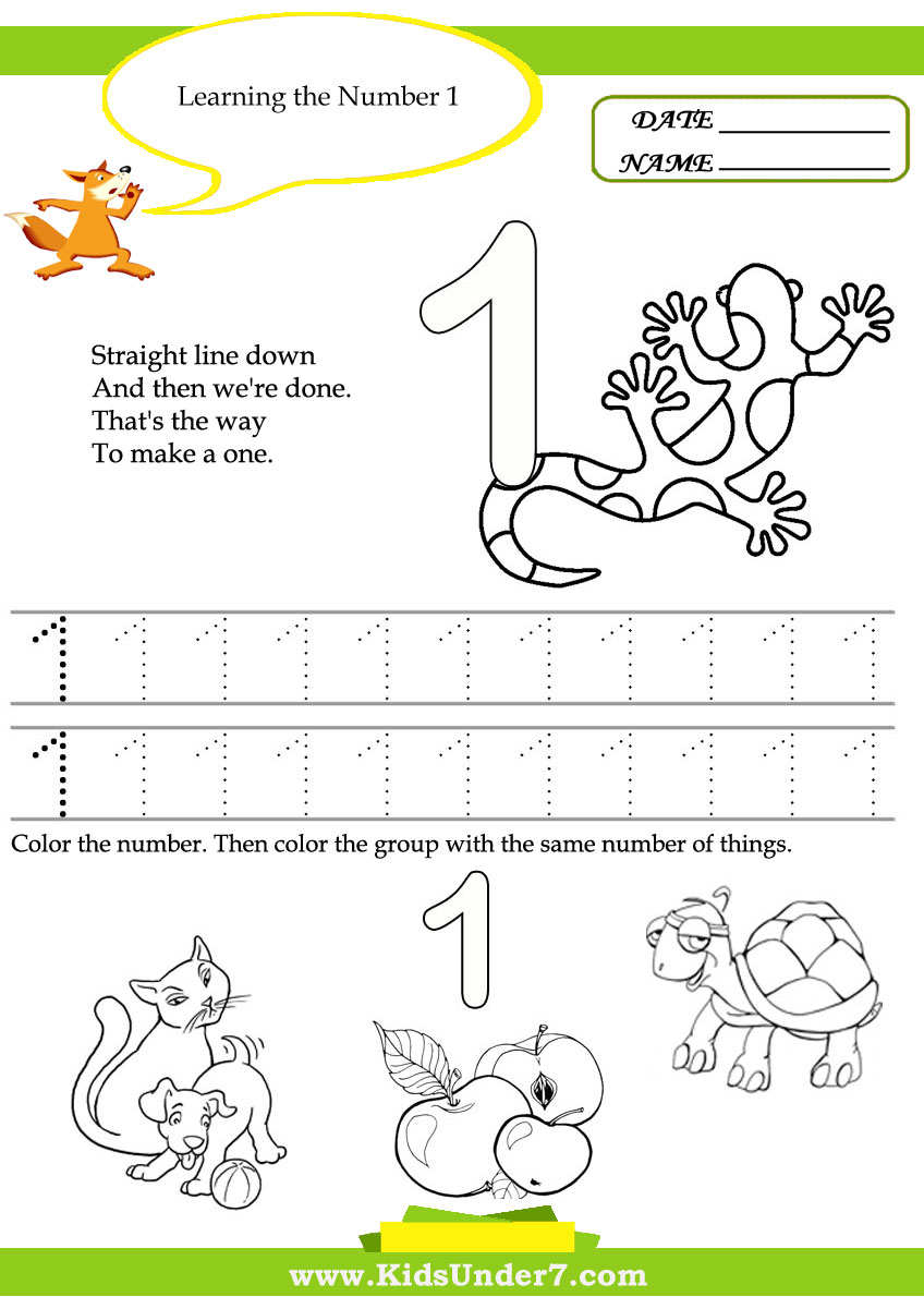 7 Best Images of Free Printable Number Worksheets 1 -20 - Number One