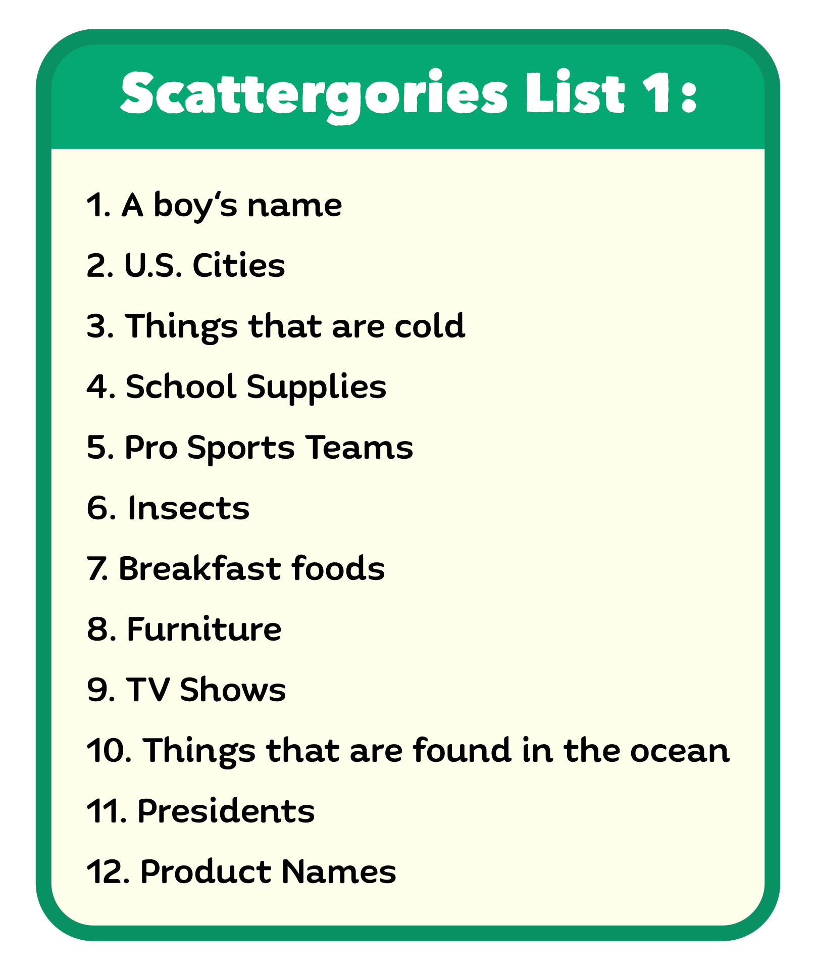 The Best scattergories lists 1 12 printable | Roy Blog