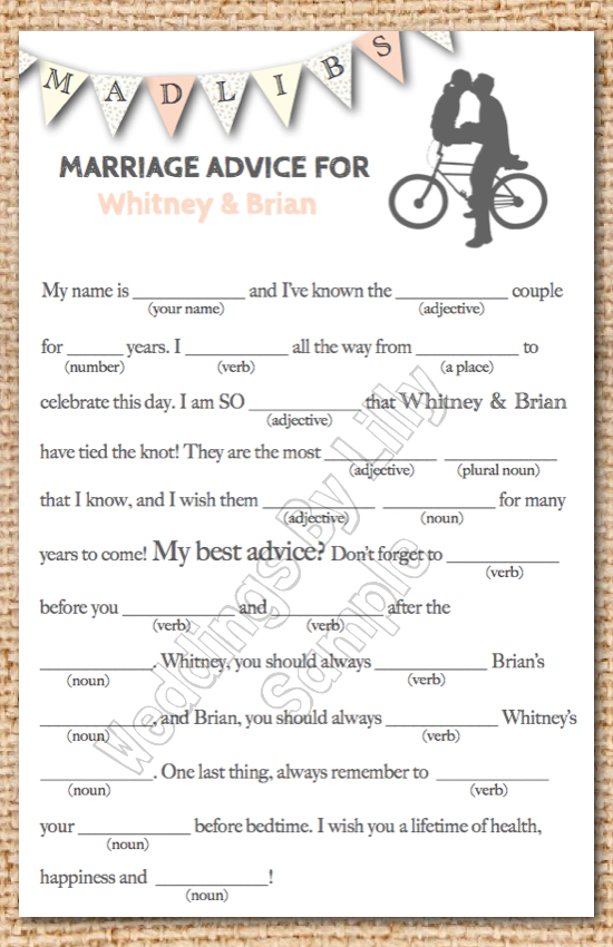 Printable Wedding Mad Libs Template Printable Templates Free