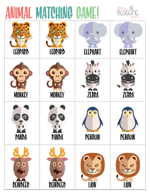 Zoo Animal Matching Game Free Printable