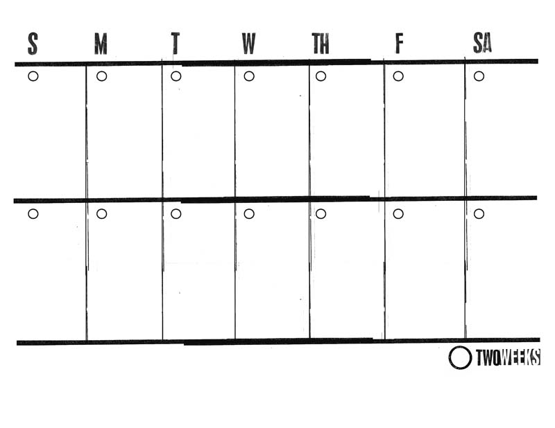 2 Week Calendar Free Printable