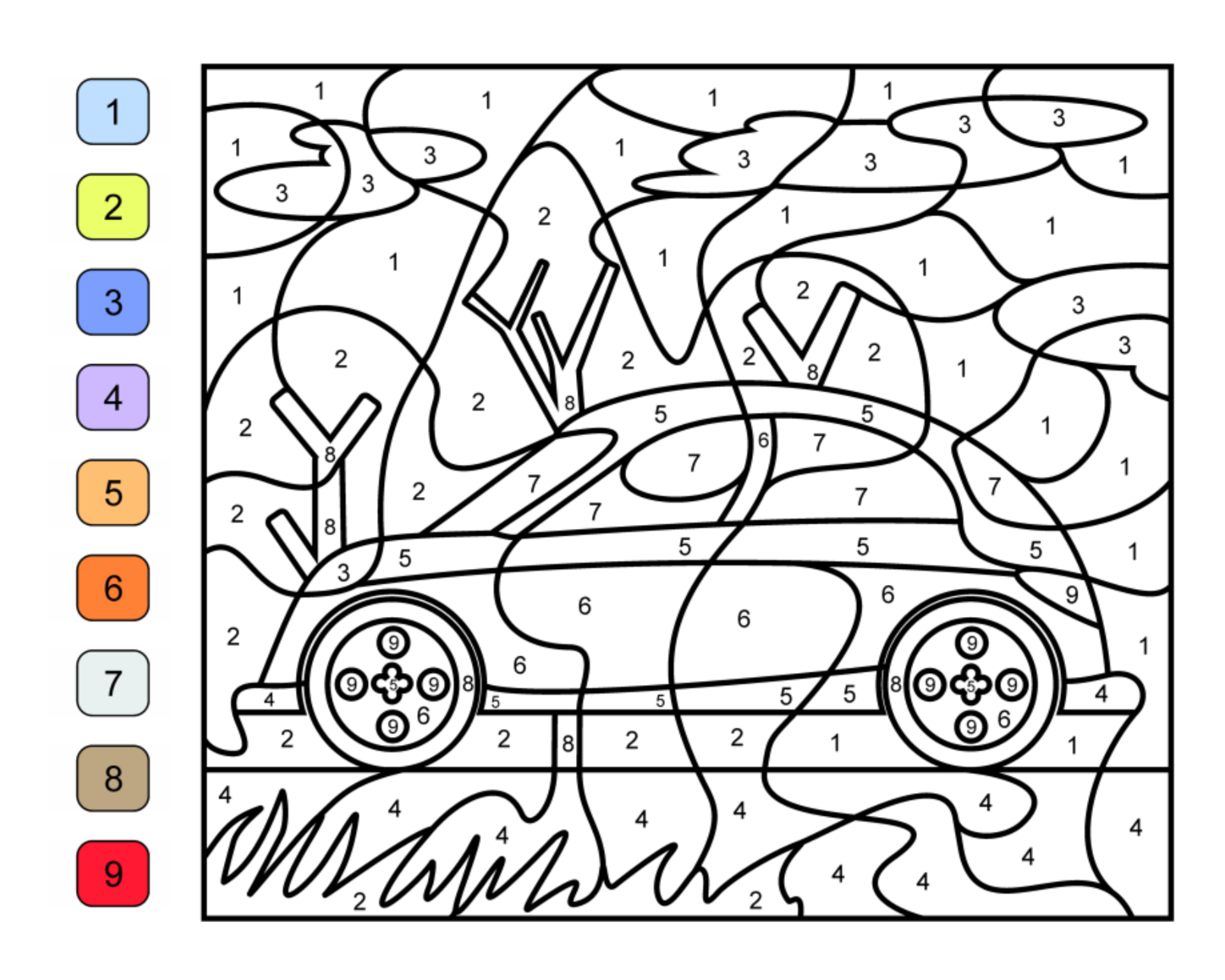 9 Best Images of Car Color By Number Printables - Printable Color by