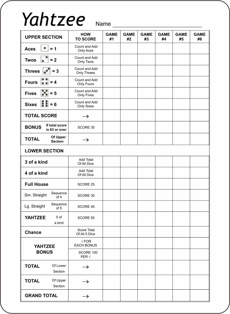 Free printable triple yahtzee score sheets