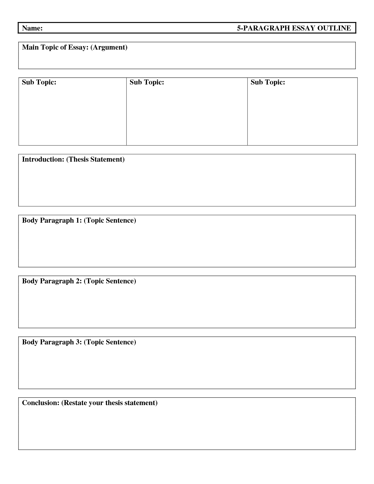 essay outline printable Pertaining To Argumentative Essay Outline Worksheet