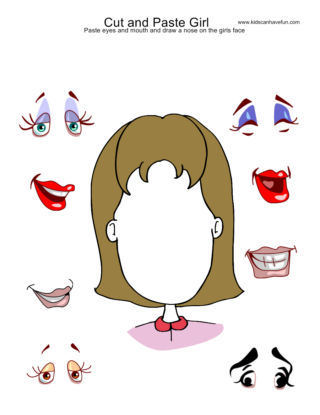 6 Best Images of Cut And Paste Face Printables Face Template