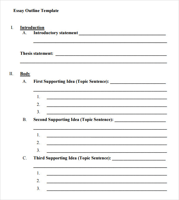 Outline template for essay printable