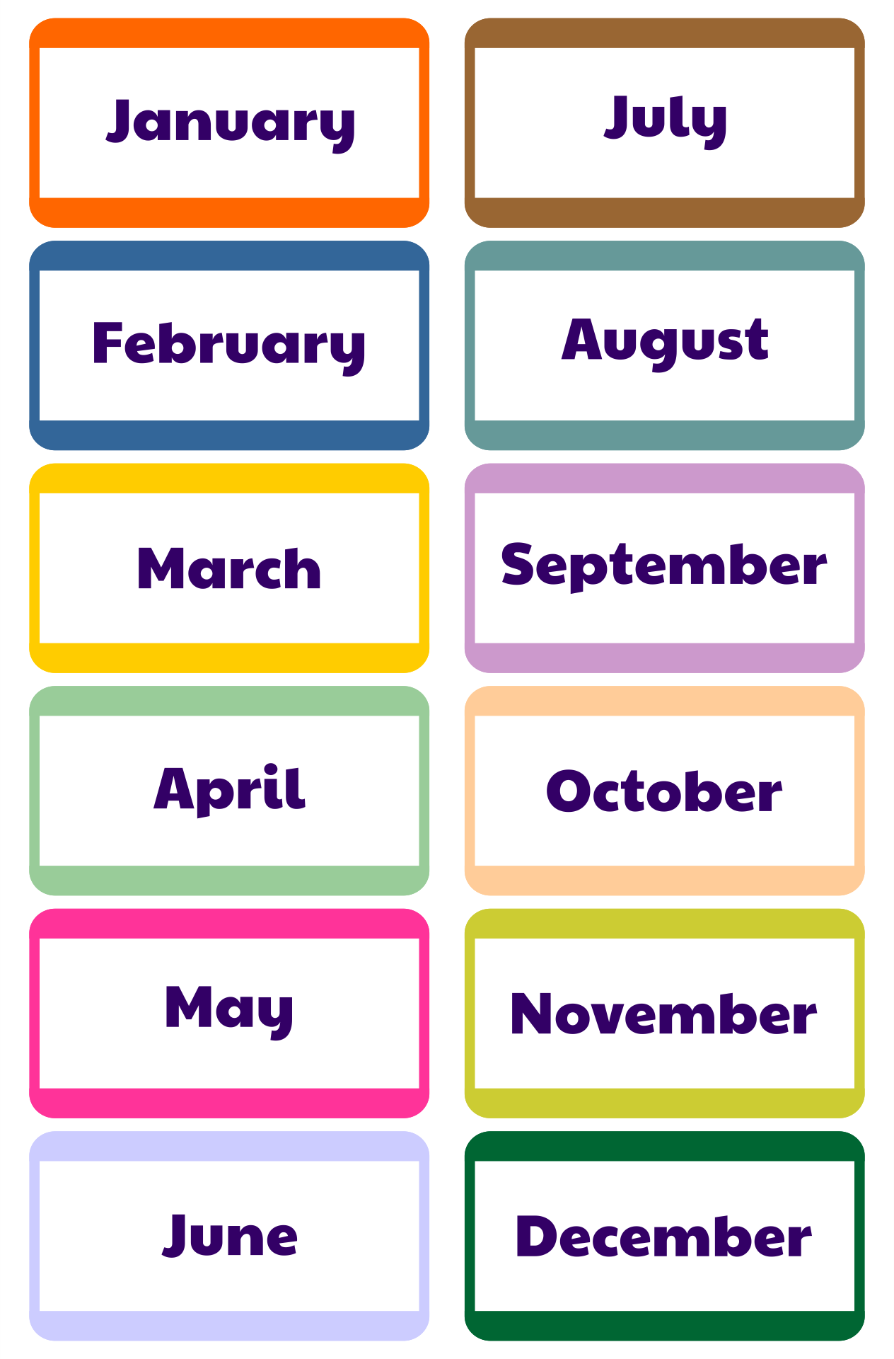 7 Best Images of Printable Months Of Year Cards Free Printable Months
