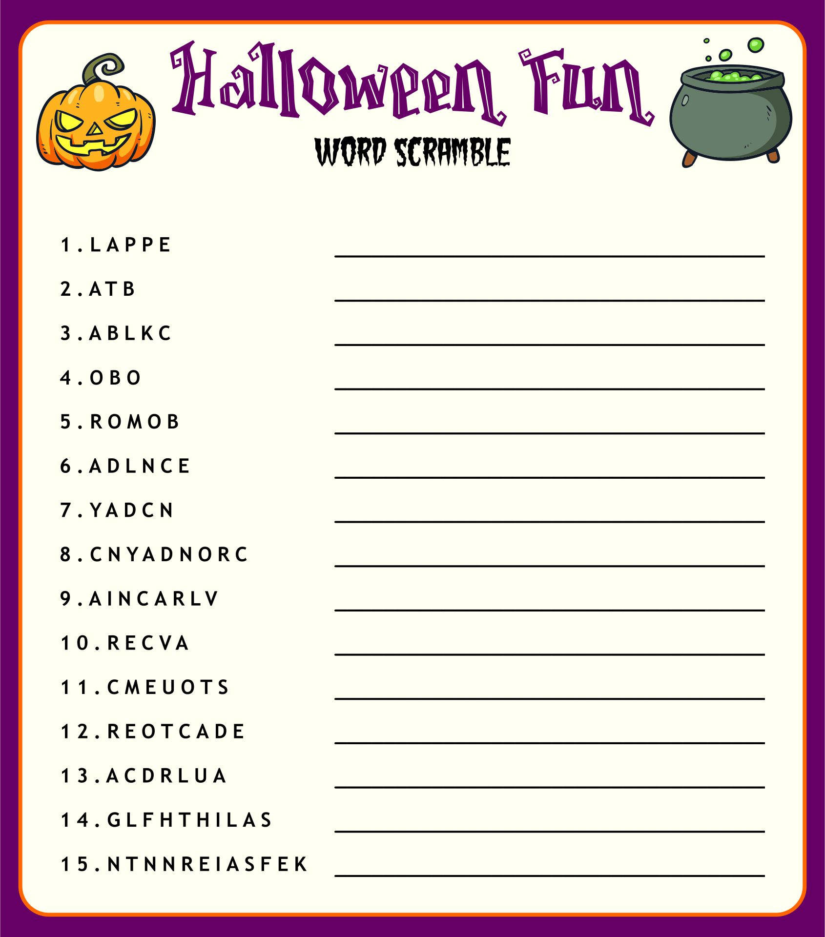 Fall Free Printable Worksheets