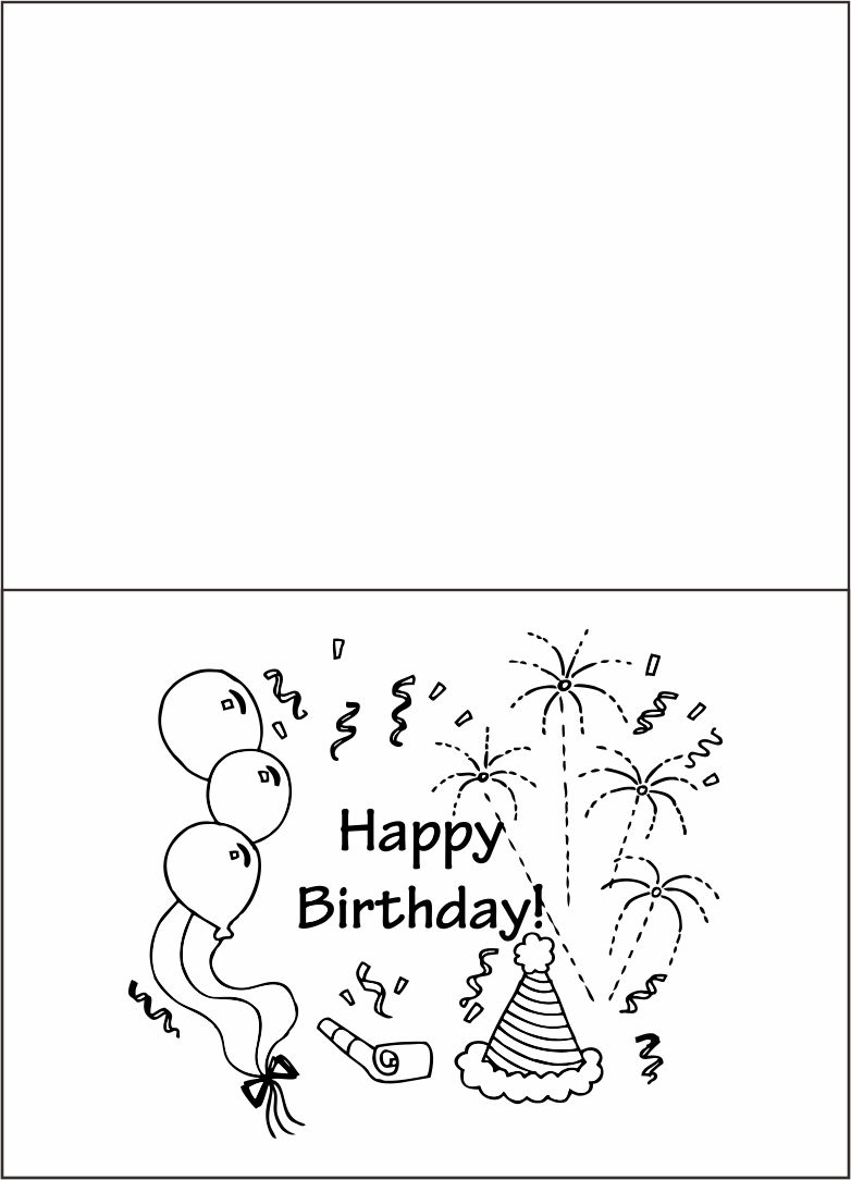 Coloring Birthday Card Printable Inside Foldable Birthday Card Template