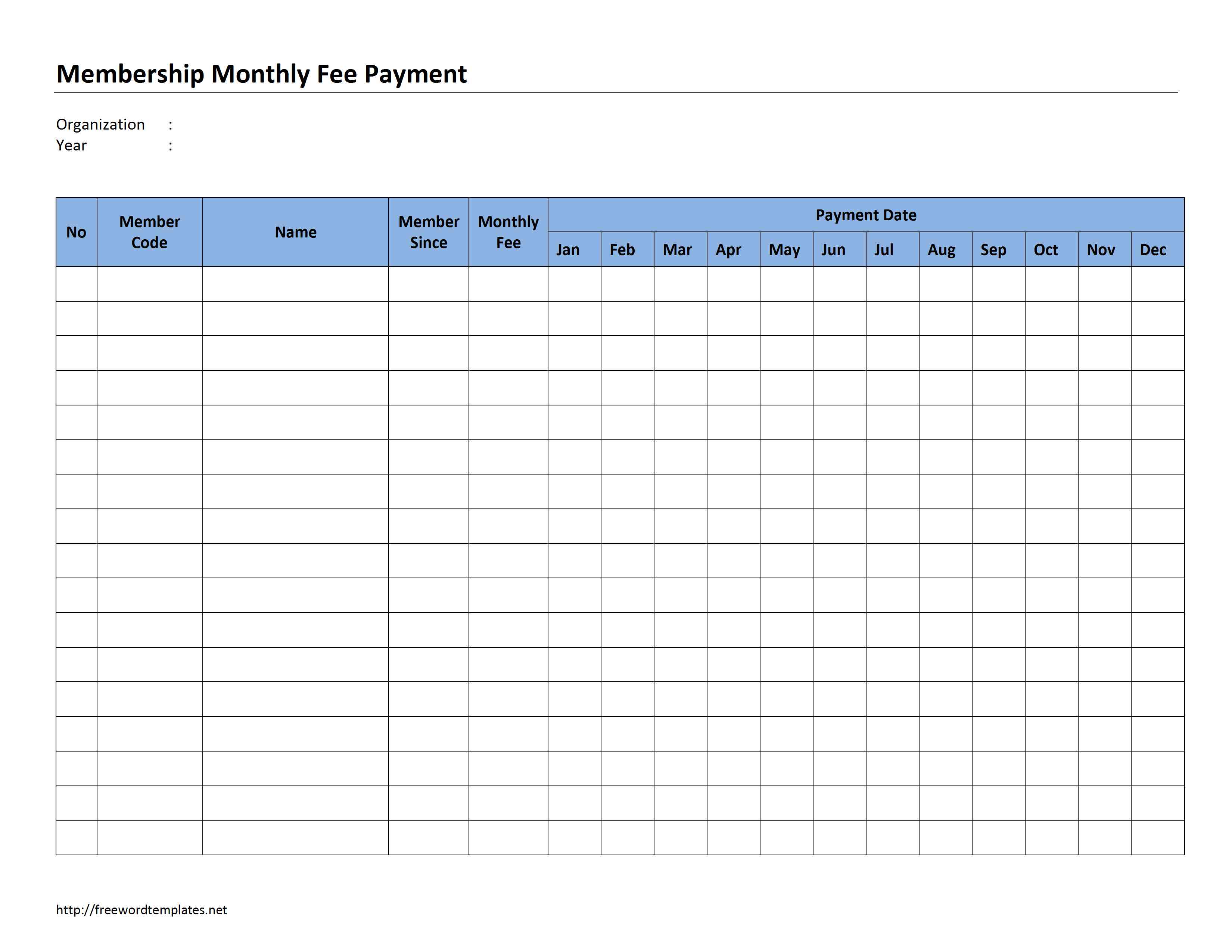 Free Printable Payment Sheet
