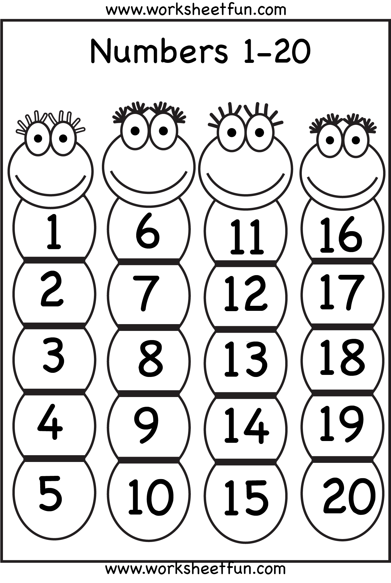 Printable Worksheets For Writing Numbers 1 20