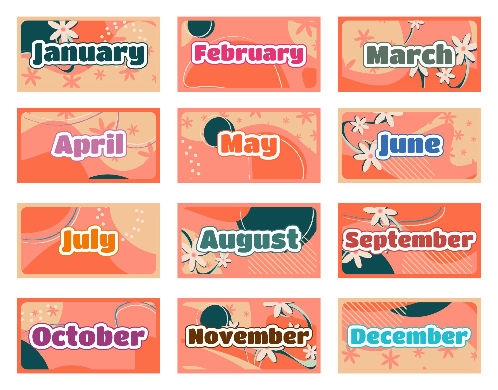 Free Printable Months Of The Year Cards