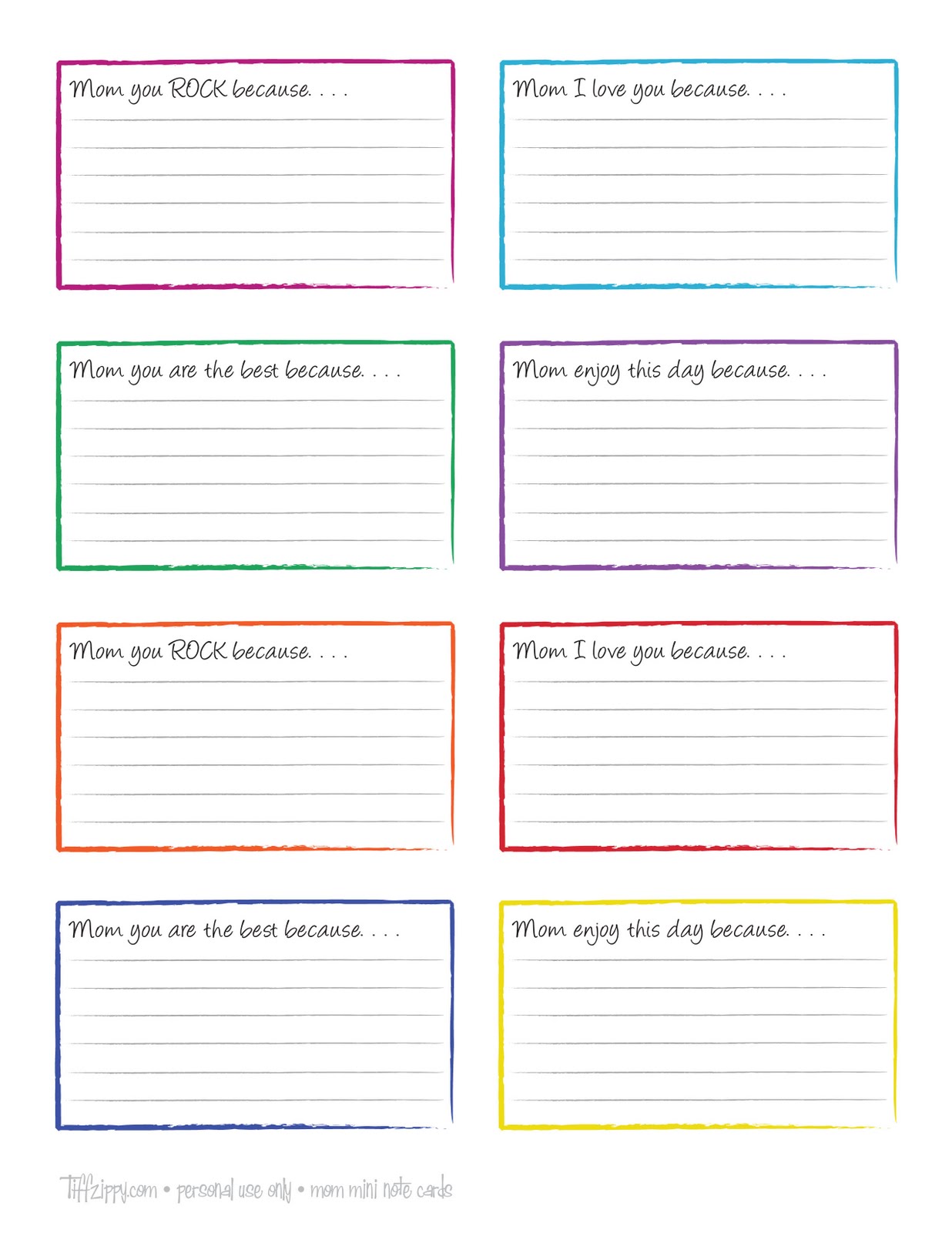 Free Printable Note Cards Template