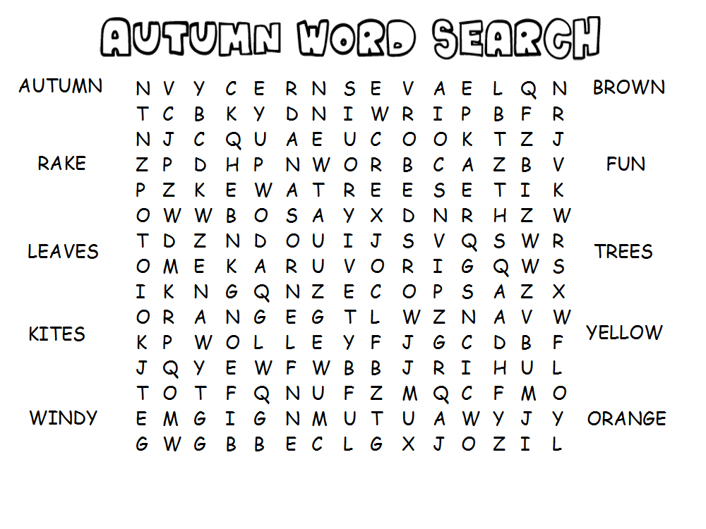5 Best Images Of Printable Fall Word Games Easy Fall Word