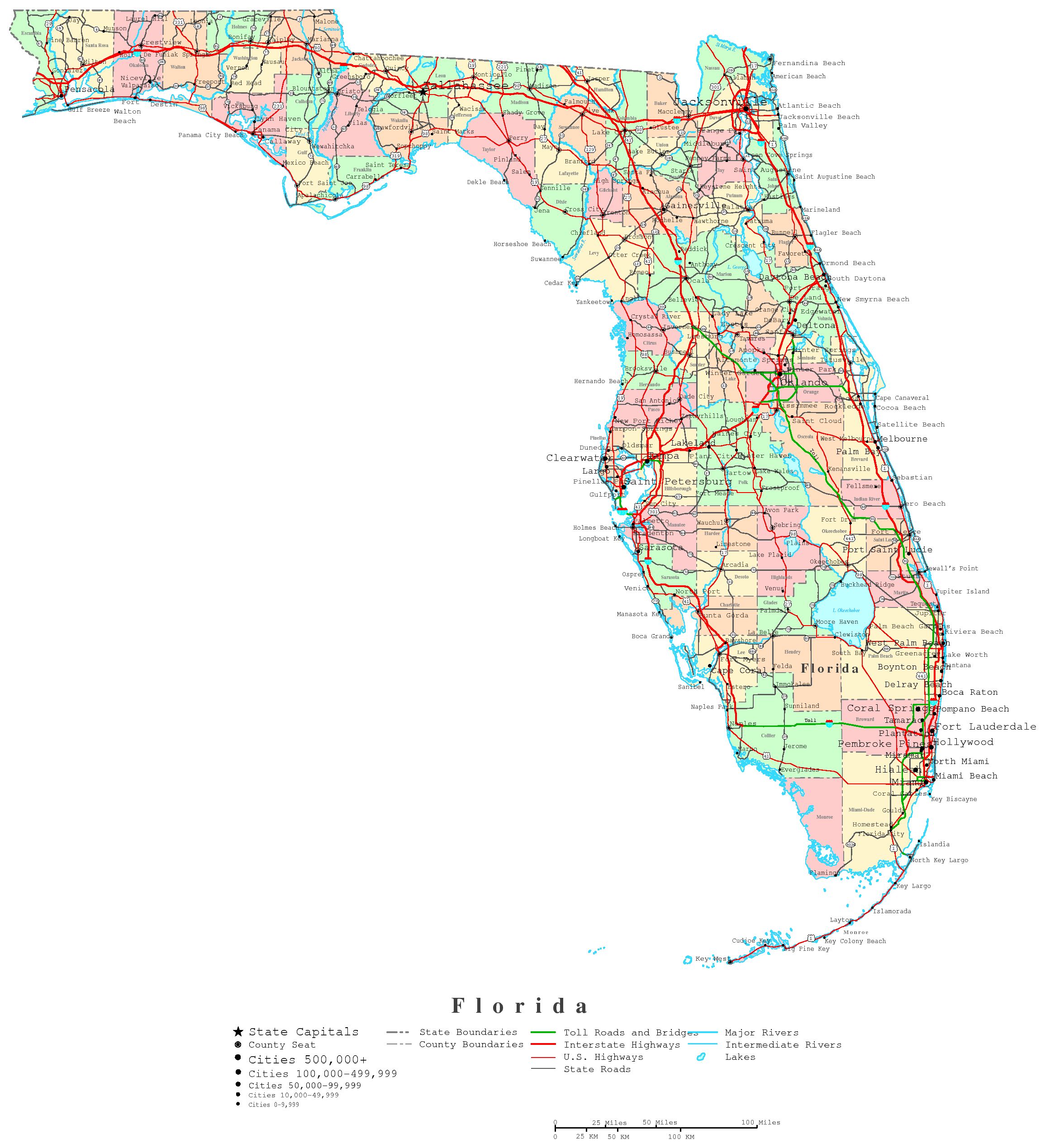 Free Printable Map Of Florida With Cities