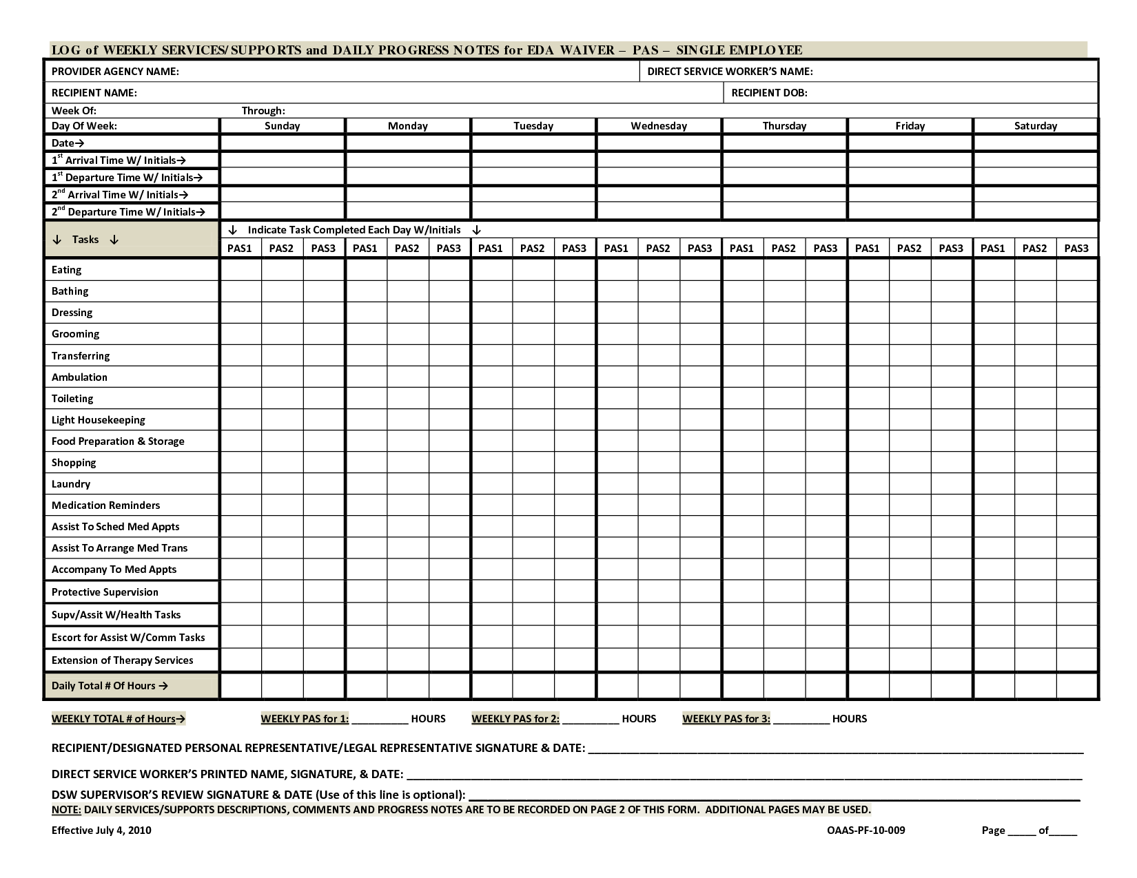 Occupational Therapy Daily Notes Template from www.printablee.com