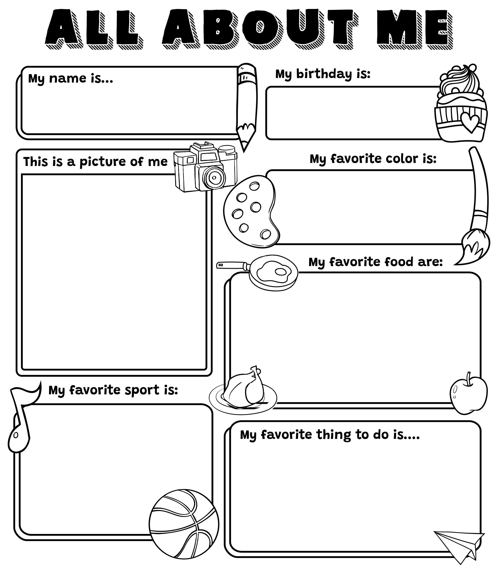 All About Me Printable Worksheet