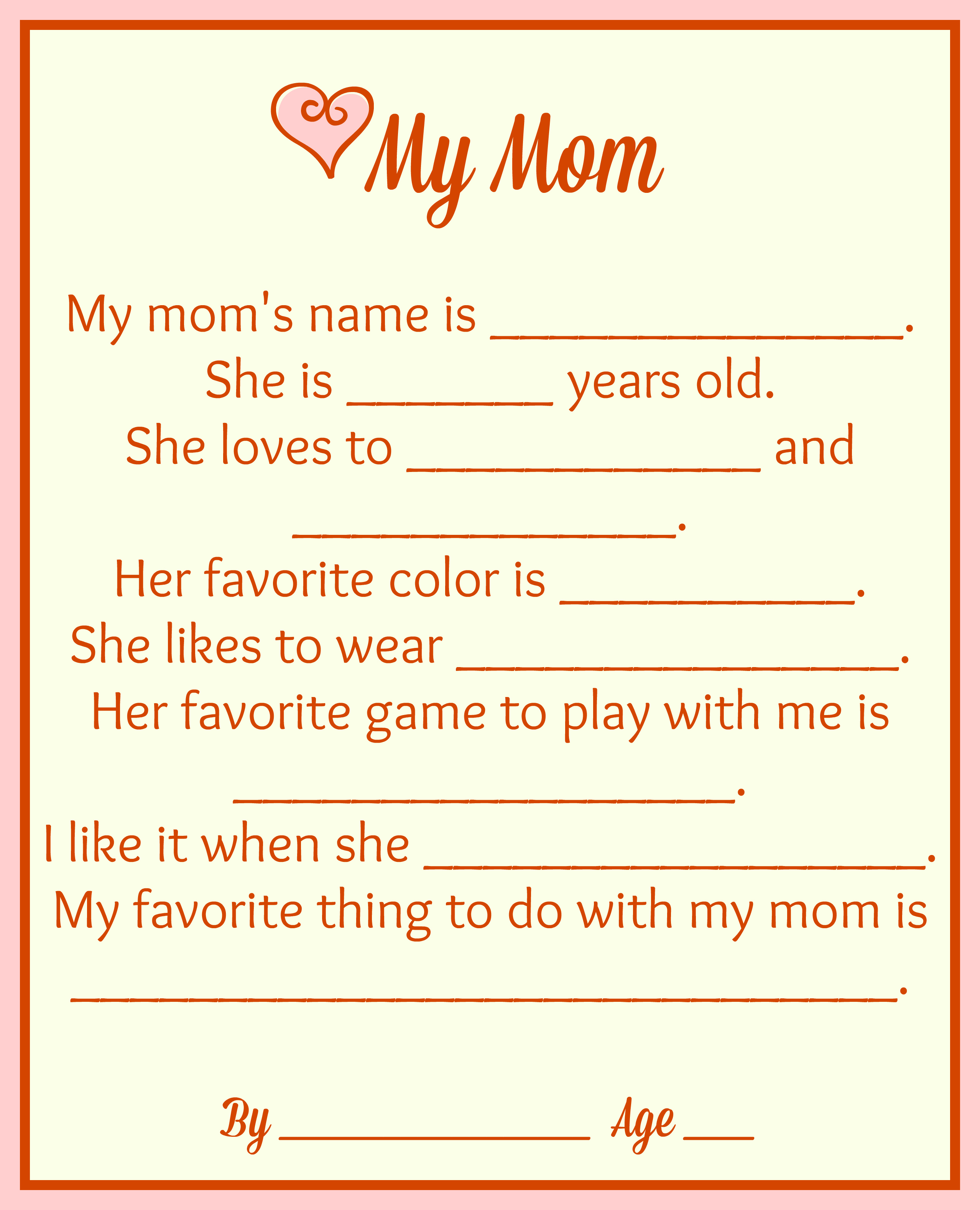 8 Best Images of Mom Questionnaire Printables All About My Mom