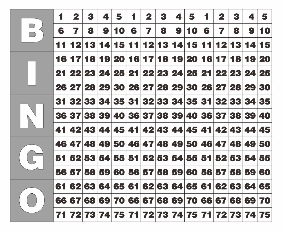 Free Printable Bingo Call Sheet 1 90