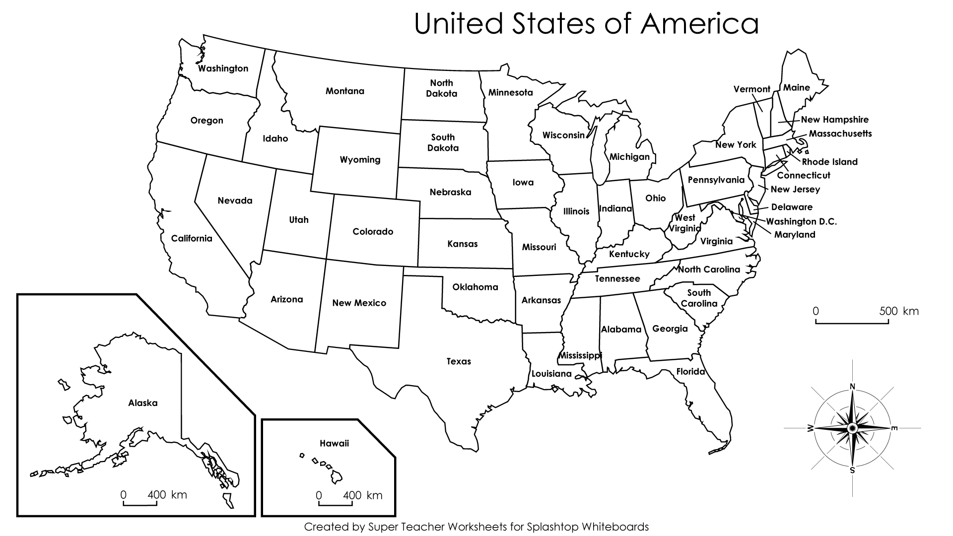 United States Map Outline Labeled