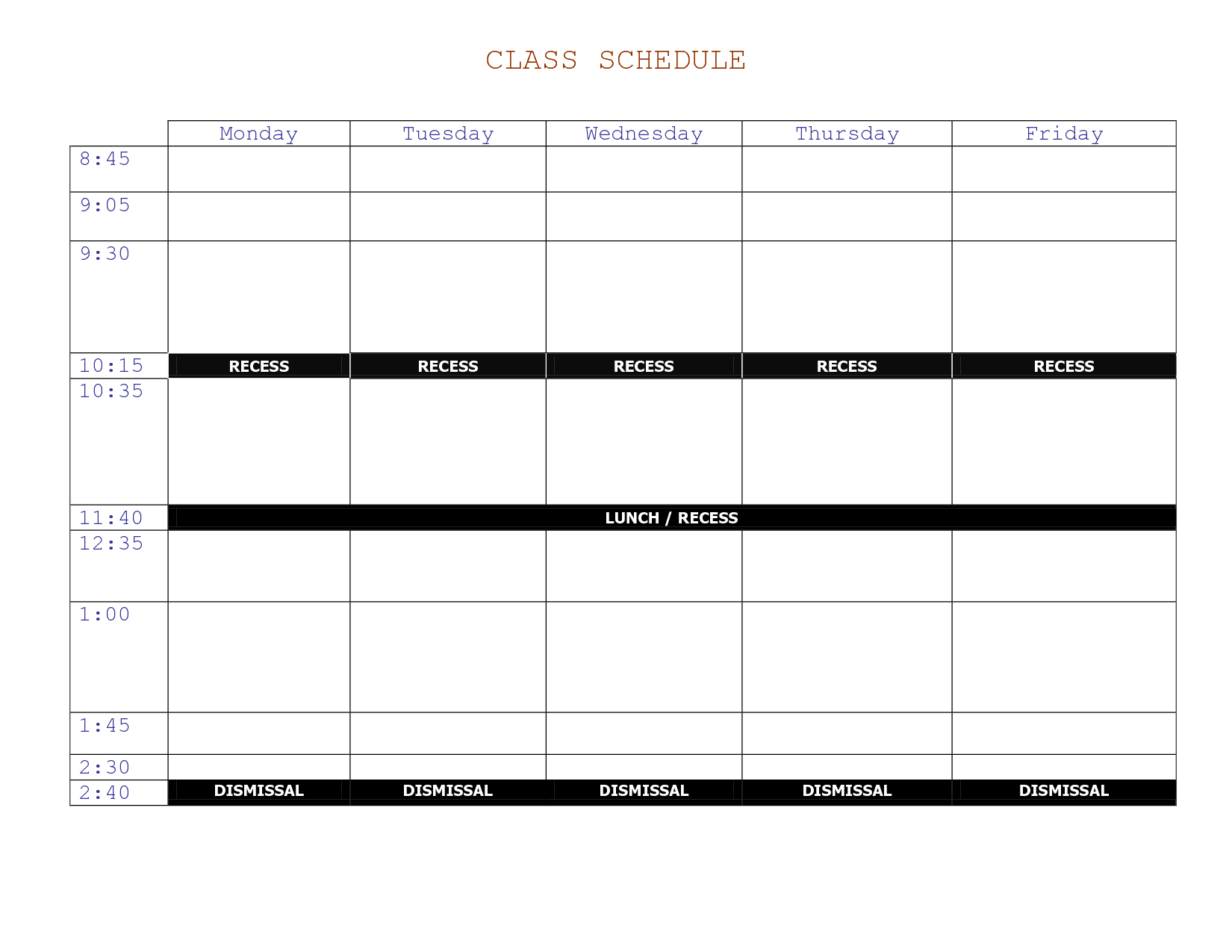 7 Best Images Of Printable Class Schedule Maker Class Schedule Maker Template Weekly Class 