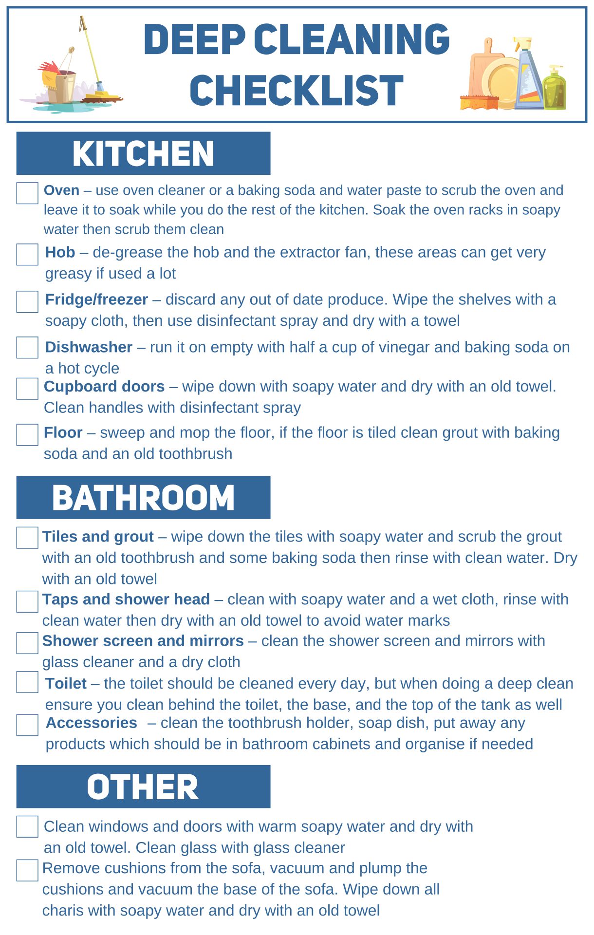 8 Best Images of Housekeeping Cleaning Checklist Printable