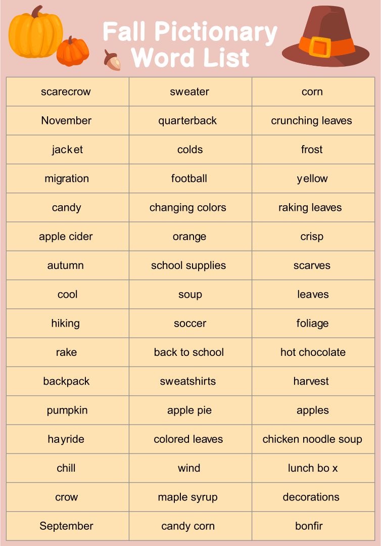 6 Best Images of Fall Vocabulary Words Printable - Printable Fall Word