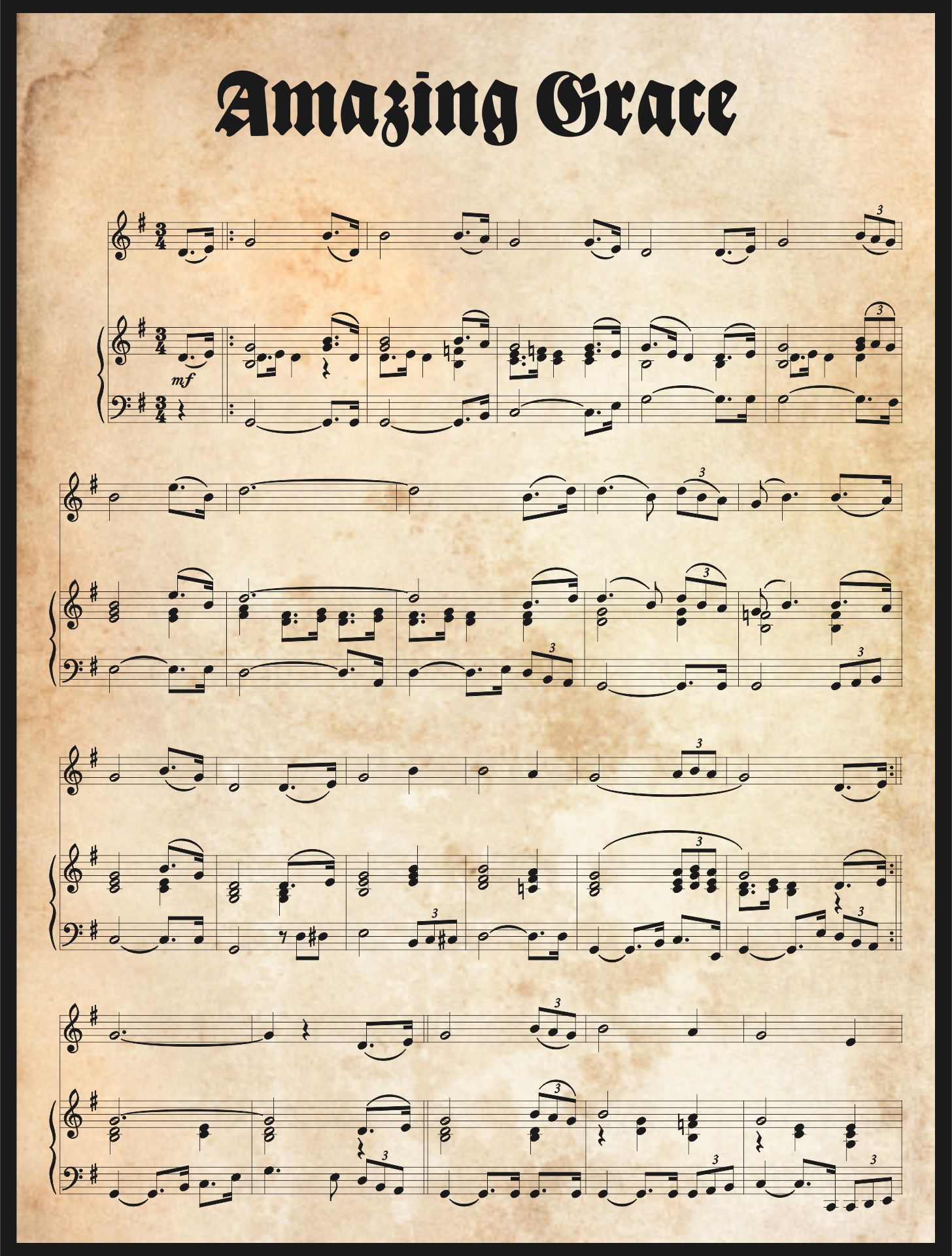 Printable Amazing Grace Sheet Music