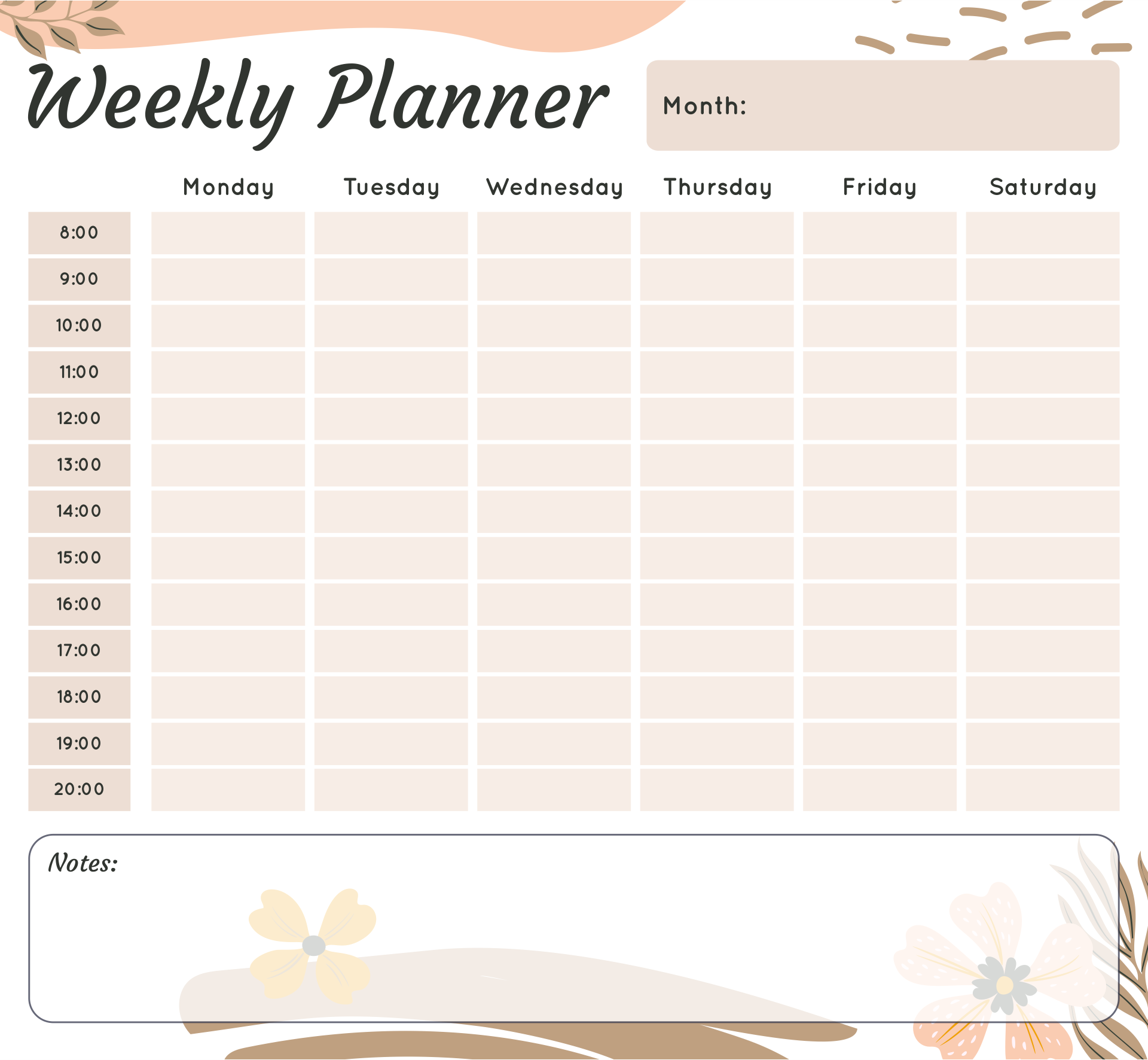 Pdf Free Downloadable Weekly Planner Weekly Planner