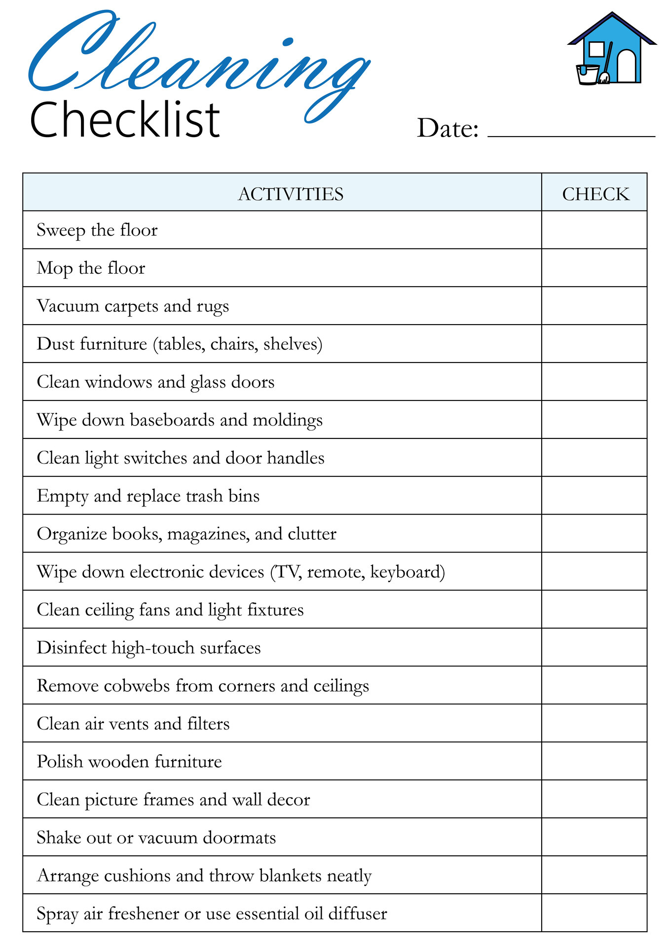 8 Best Images Of Housekeeping Cleaning Checklist Printable 