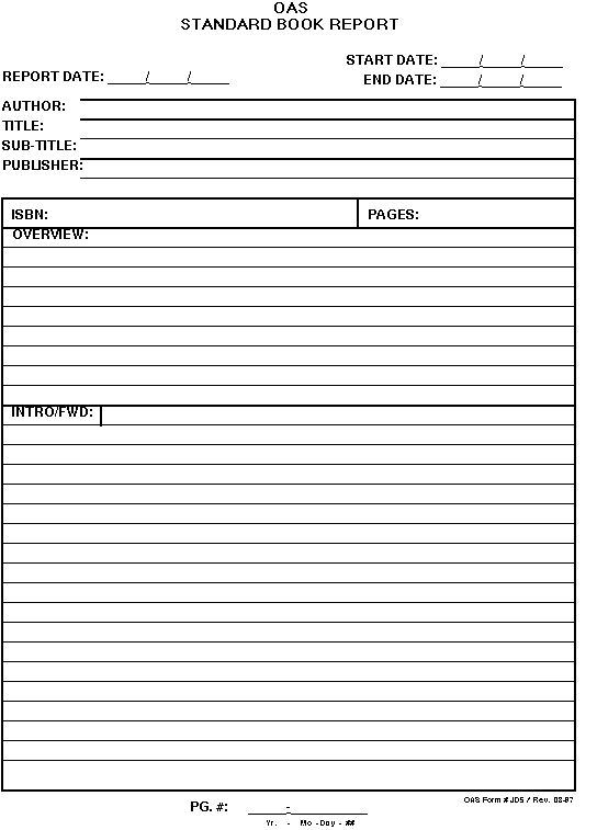 Printable book report forms 3rd grade