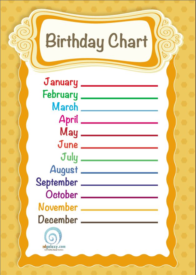Birthday Chart Printable Pdf Free Download