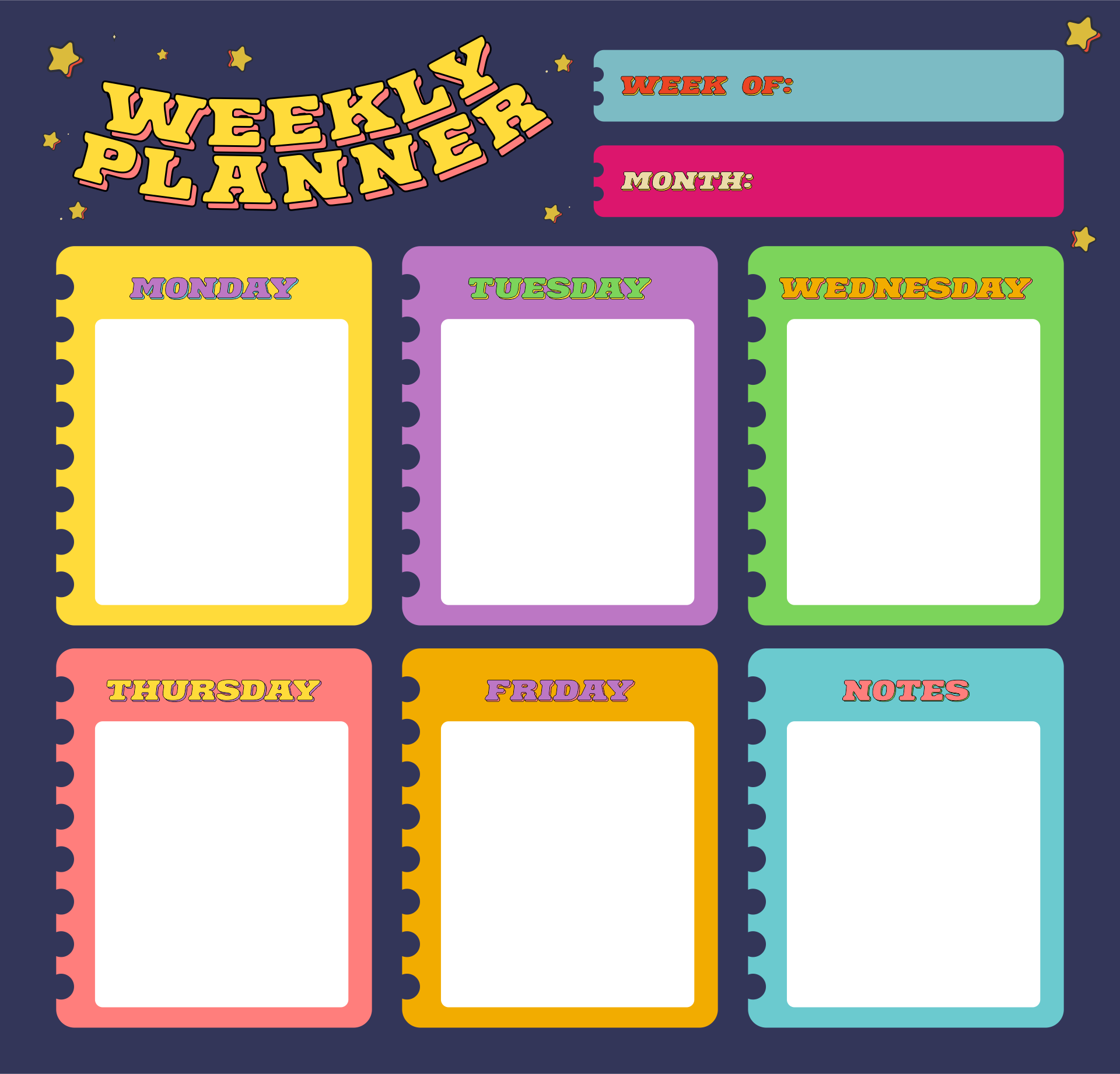 Free Weekly Planner Template Monday To Friday Schedule Printable