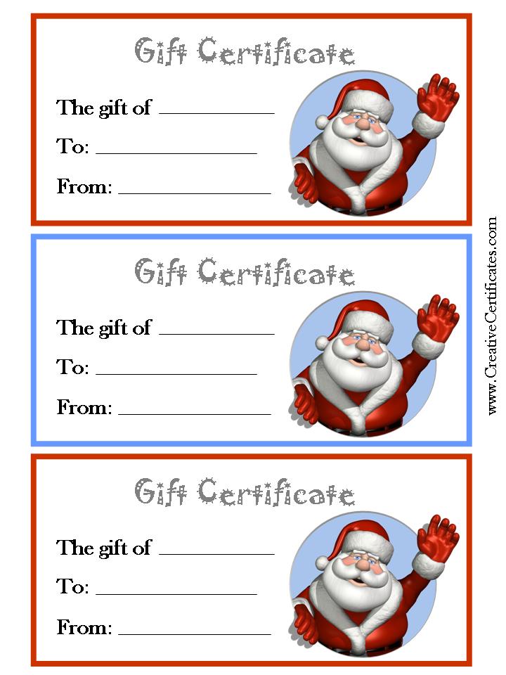 Printable Gift Certificates Free Christmas