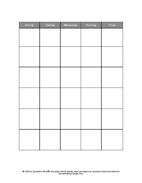 8 Best Images Of 5 Day Week Blank Calendar Printable 5 Day Work Week