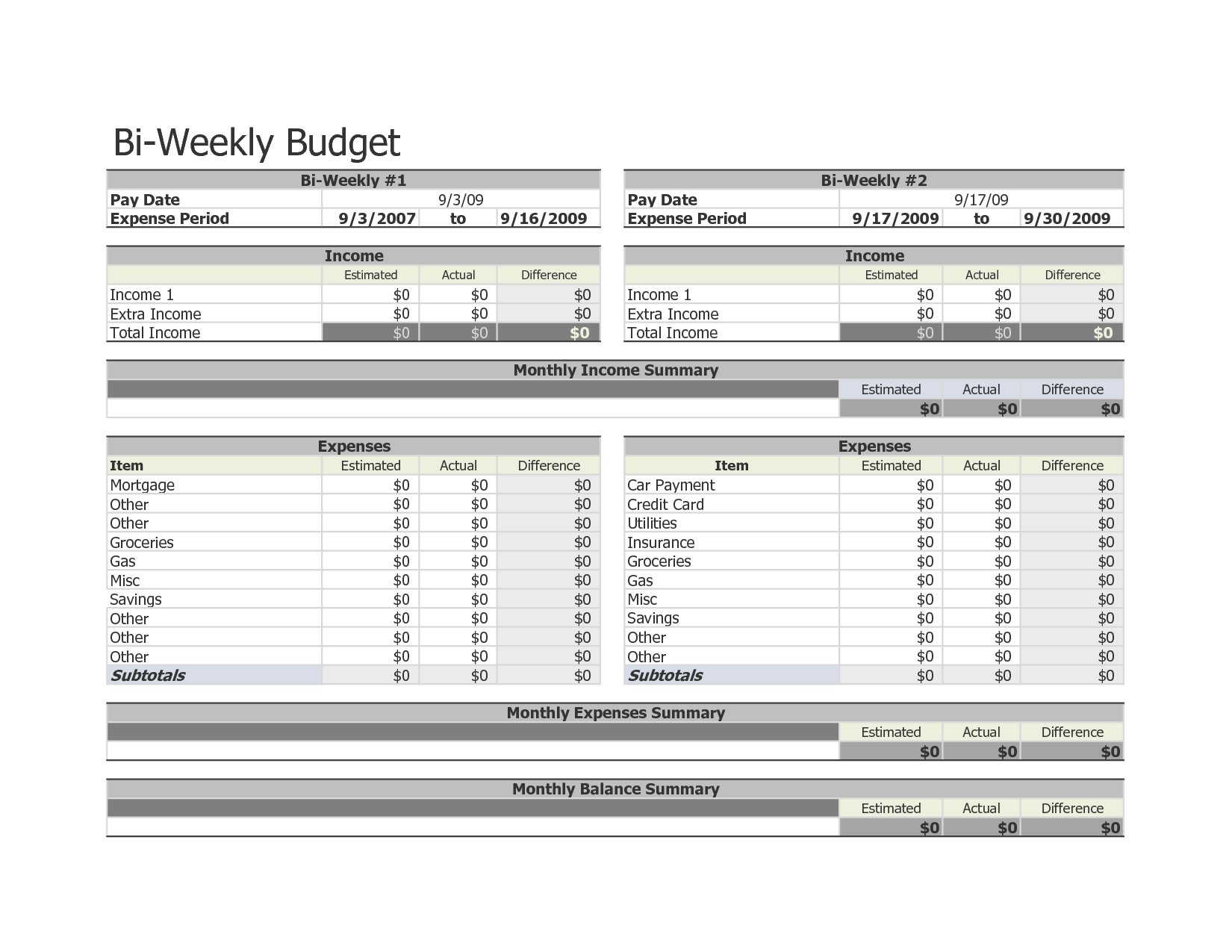 9 Best Images of Free Printable BiWeekly Budget Template BiWeekly