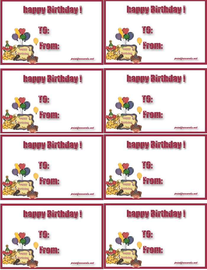 Free Printable Birthday Gift Tags Templates