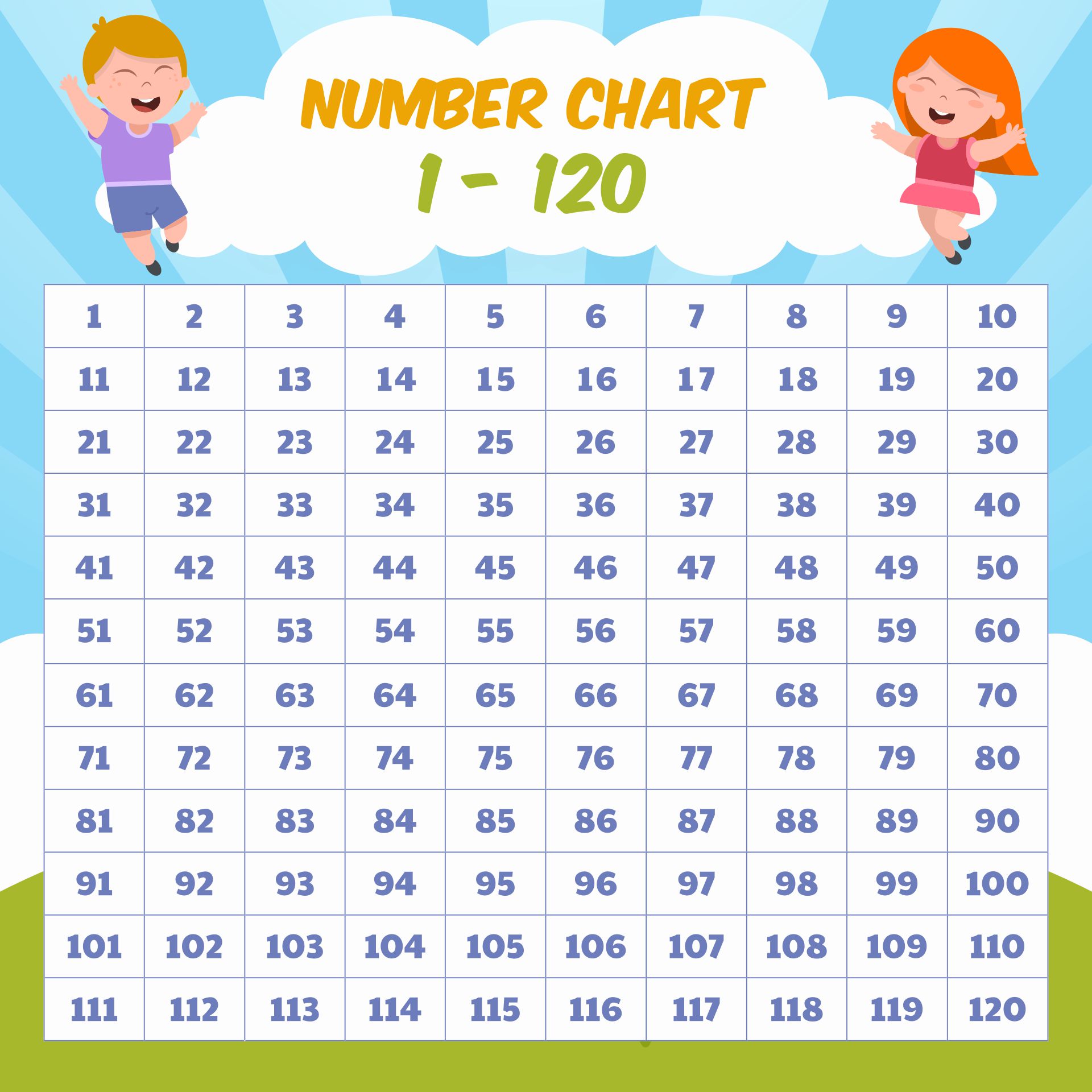 9 Best Images Of Free Printable Number Chart 1 120 Kindergarten
