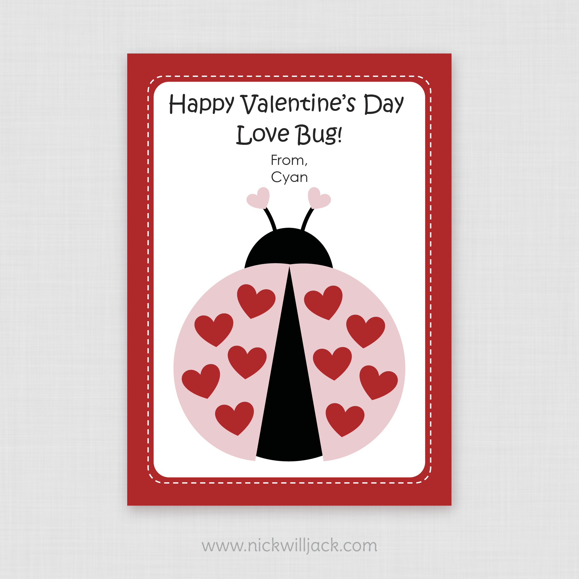 6 Best Images Of Love Bug Printable Valentine Cards Valentine Love Bug Jar Printable