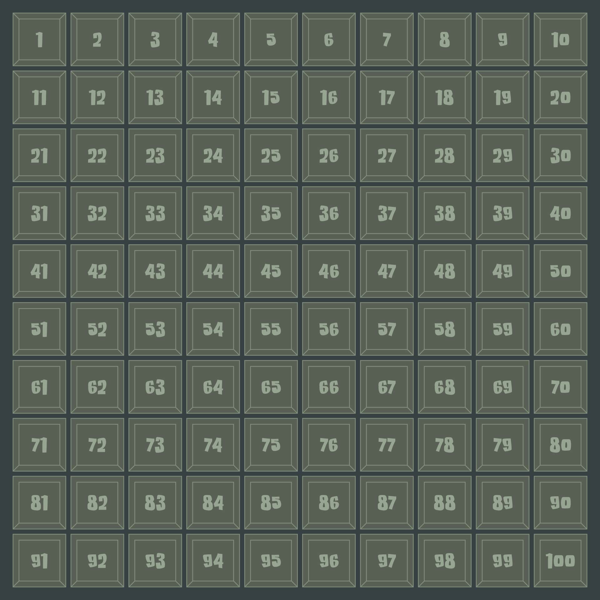 Blank Number Grid To 100