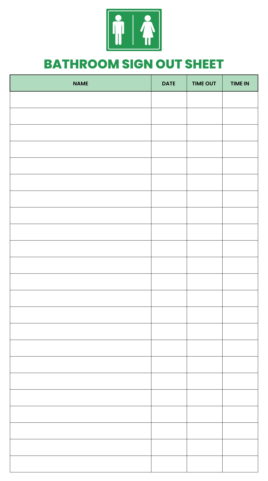 Free Printable Restroom Sign Out Sheet