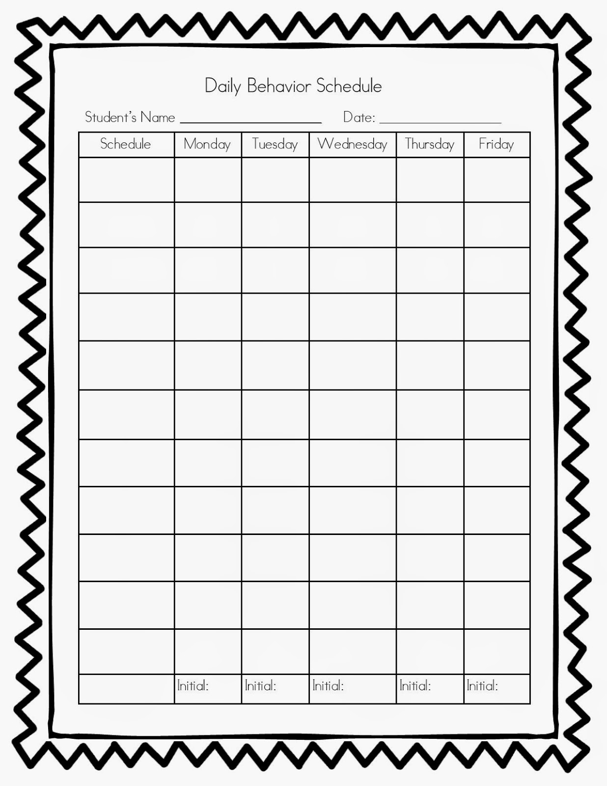5 Best Images Of Printable Daily Blank Charts Printable Daily Chore 