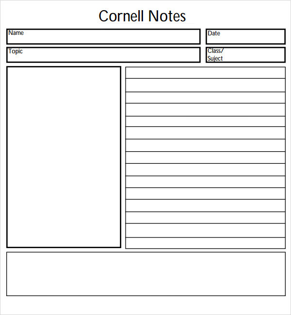 Avid Cornell Notes Template Word