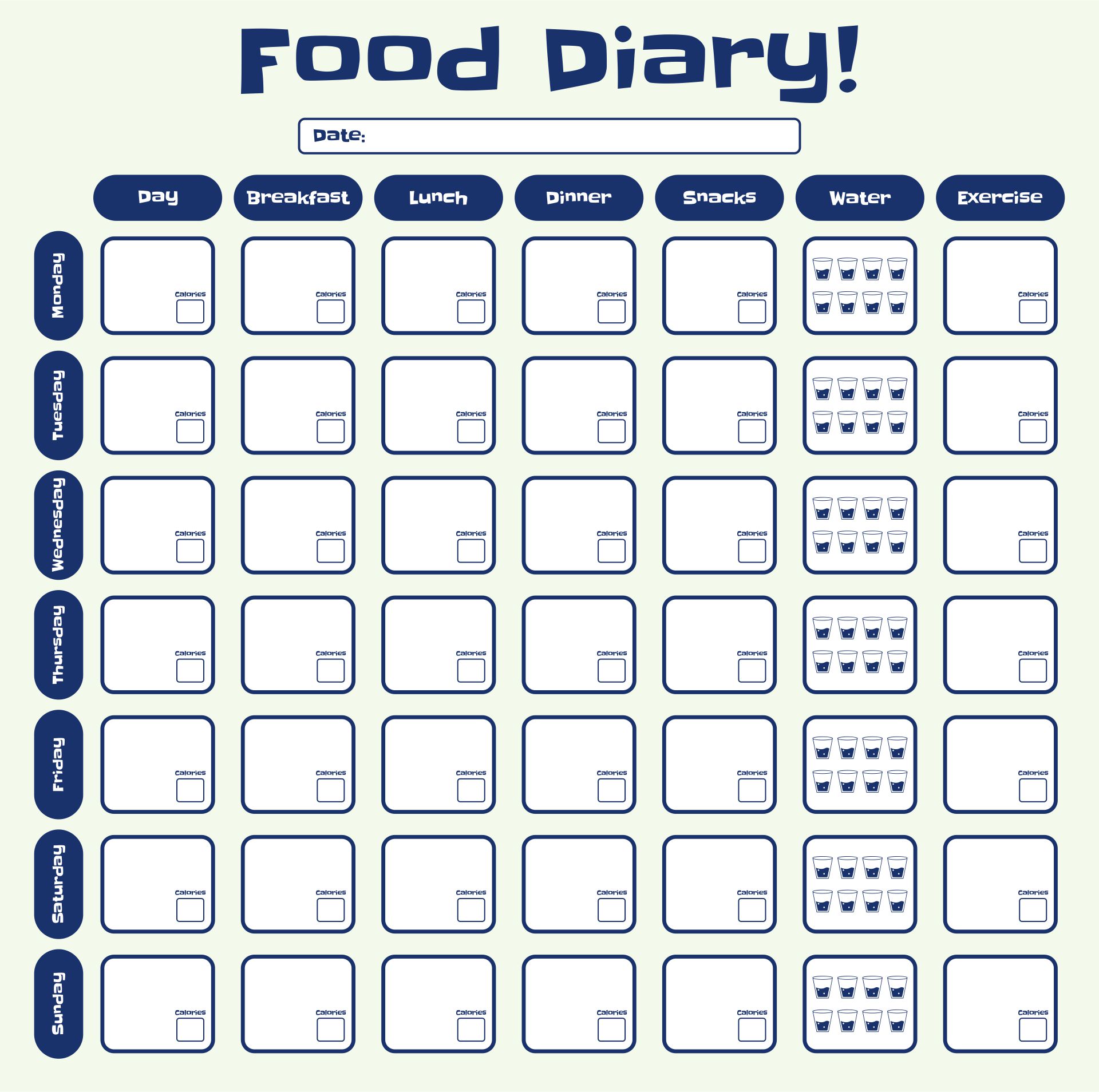 Printable Weight Loss Food Log