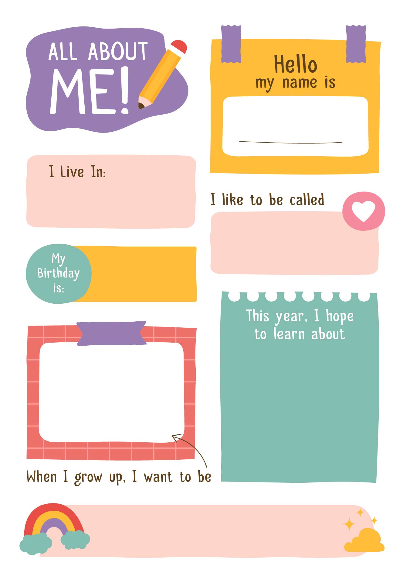 All About Me Worksheet Preschool