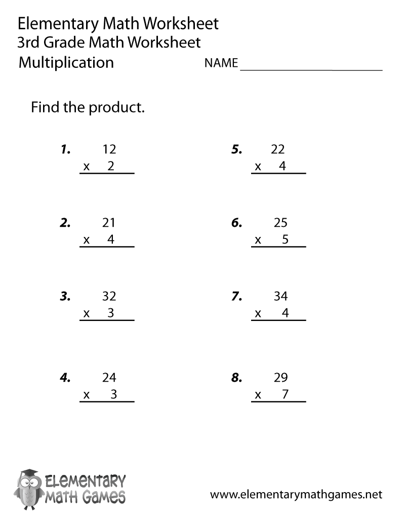 Third Grade 3rd Grade Math Worksheets Multiplication