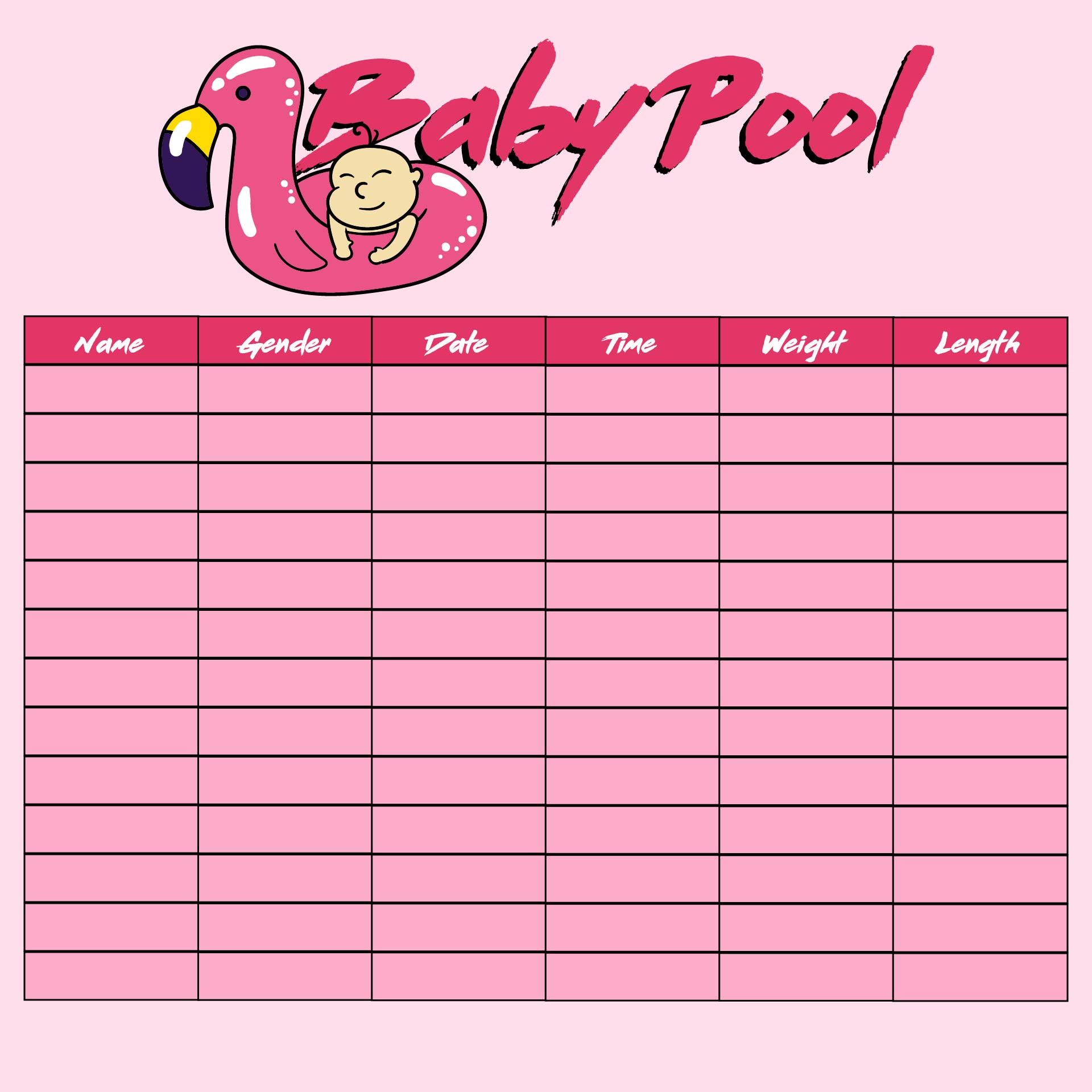 8 Best Images Of Printable Baby Pool Template Excel Baby Weight Pool 